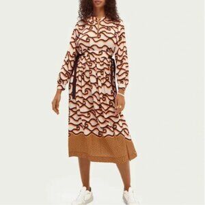 Scotch & Soda tie waist abstract dress
